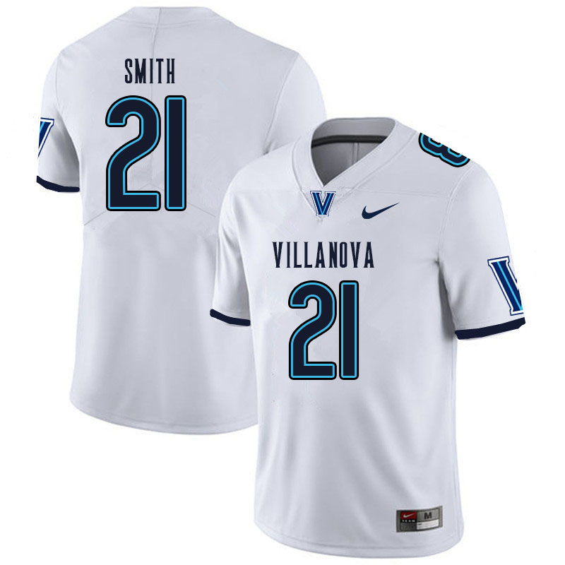 Men #21 Eli Smith Villanova Wildcats College Football Jerseys Sale-White